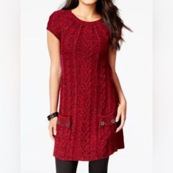 Style & Co. Dresses & Skirts - Style & Co Women's Red Cap Sleeve Front Pocket Sweater or Mini Dress Sz Medium.